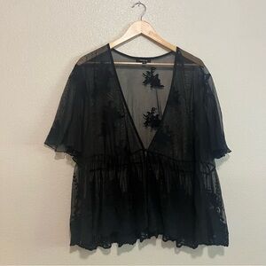 Sheer Floral Mesh Top